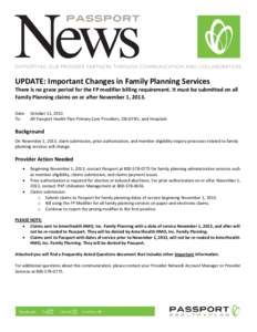 UPDATE: Important Changes in Family Planning Services