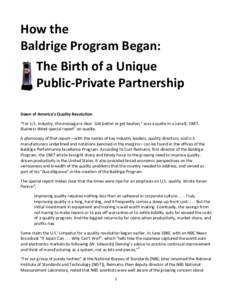Microsoft Word - Final How the Baldrige Program Began