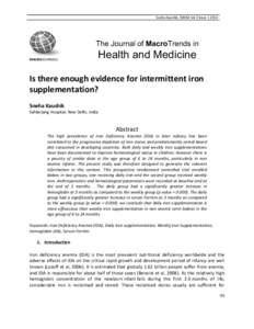 Sneha Kaushik, JMHM Vol 2 Issue[removed]The Journal of MacroTrends in MACROJOURNALS  Health and Medicine