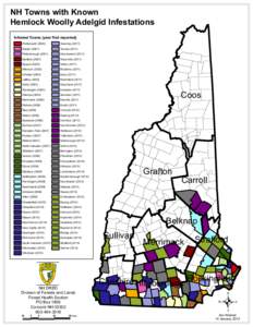 NH Towns with Known Hemlock Woolly Adelgid Infestations Infested Towns (year first reported) Portsmouth[removed]Swanzey (2011)