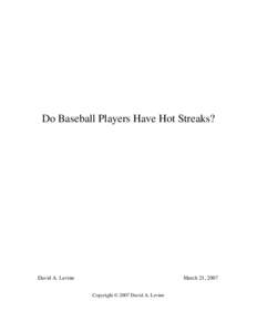 Do Baseball Players Have Hot Streaks