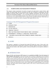 University of New Mexico Safety and Risk ServicesHYDROFLUORIC	
  ACID	
  MANAGEMENT	
  PROGRAM
