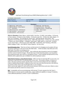 Southwest Coordinating Group (SWCG) Meeting Notes April 1, 2015 UPCOMING SWCG DATES MAC Exercise SWCG Meeting  April