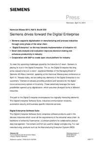 Press Release: Siemens drives forward the Digital Enterprise