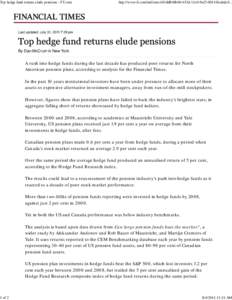 Top hedge fund returns elude pensions - FT.com