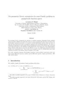On parametric Gevrey asymptotics for some Cauchy problems in quasiperiodic function spaces A. Lastra∗, S. Malek† University of Alcal´a, Departamento de F´ısica y Matem´aticas, Ap. de Correos 20, E[removed]Alcal´a 