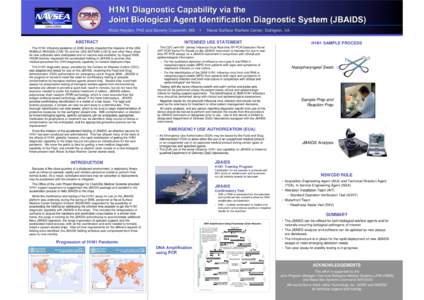 H1N1 Diagnostic Capability via the Joint Biological Agent Identification Diagnostic System (JBAIDS) Rose Hayden, PhD and Beverly Cusworth, MS ABSTRACT The H1N1 influenza pandemic of 2009 directly impacted the missions of
