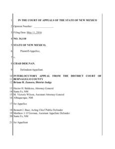 1  IN THE COURT OF APPEALS OF THE STATE OF NEW MEXICO 2 Opinion Number: _______________ 3 Filing Date: May 11, 2016