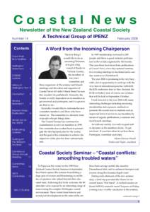 FebruaryCoastal News Newsletter of the New Zealand Coastal Society A Technical Group of IPENZ Number 14