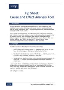 Tip Sheet: Cause and Effect Analysis Tool 1. Introduction You have decided to improve the resource efficiency of your business and have established a team to look at the key waste issues. You have established the key are