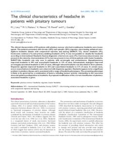 doi:[removed]brain/awh525  Brain (2005), 128, 1921–1930 The clinical characteristics of headache in patients with pituitary tumours