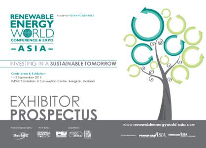 As part of ASEAN Power Week  Investing in a Sustainable Tomorrow Conference & Exhibition 1 – 3 September 2015 IMPACT Exhibition & Convention Centre, Bangkok, Thailand