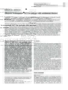 Allogeneic hematopoietic SCT for patients with autoimmune diseases