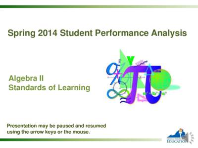 Spring 2014 Student Performance Analysis  Algebra II Standards of Learning  Presentation may be paused and resumed