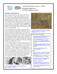 Teaching with Primary Sources — MTSU PRIMARY SOURCE SET: CIVIL WAR MEDICAL CARE Historical Background