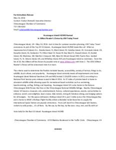 For Immediate Release May 16, 2014 Contact: Evelyn Shotwell, Executive Director Chincoteague Chamber of Commerce[removed]Email: [removed]