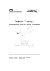 Internet Topology Comparing different approaches of inferring AS relationships Beatrice Huber Master Thesis September 15, 2003 – March 14, 2004
