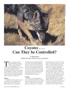 R. H. Barrett/U.S. Fish & Wildlife  Coyotes[removed]Can They be Controlled? By Ryan Prince Wildlife Biologist, Alabama Forestry Commission