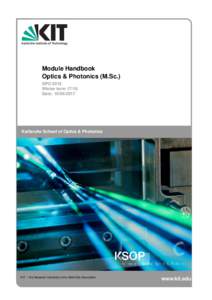 Module Handbook Optics & Photonics (M.Sc.) SPO 2015 Winter termDate: 
