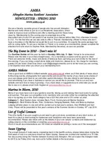 AMRA Abingdon Marina Residents’ Association NEWSLETTER : SPRING 2010 WWW.AMRA.org.uk We are a friendly, sociable group of people who live around Abingdon