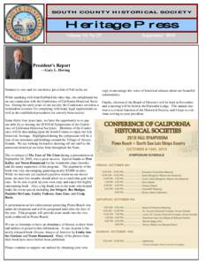 SOUTH COUNTY HISTORICAL SOCIETY  Heritage Press Volume 14, No 29  September 2010