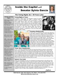 Inside the Capitol with Senator Sylvia Garcia The Voting Rights Act - 50 Years Later Timeline of Voting RightsPresident Johnson