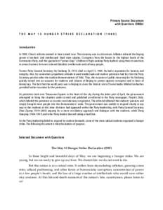 Primary Source Document with Questions (DBQs) THE MAY 13 HUNGER STRIKE DECLARATION (1989)  Introduction  
