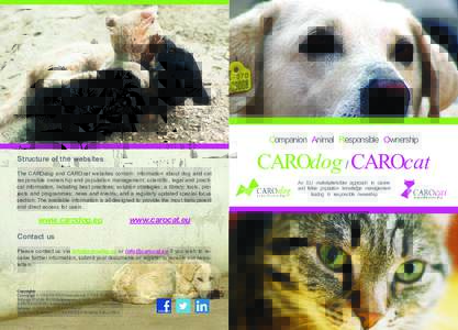 Companion Animal Responsible Ownership Structure of the websites The CAROdog and CAROcat websites contain: information about dog and cat responsible ownership and population management; scientiﬁc, legal and practical i