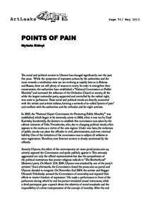 Page 51/ MayPOINTS OF PAIN Mykola Ridnyi   The social and political context in Ukraine has changed significantly over the past