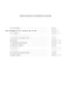 Table of Contents for TAC Agenda for May 12, 2016  Table of Contents Agenda  ………………………………………………