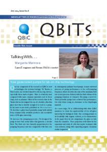 July 2014 Issue No.8  NEWSLETTER OF RIKEN Quantitative Biology Center QBiTs Inside this issue