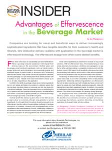 TM  NATURAL PRODUCTS  Advantages of Effervescence