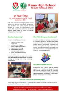 e-learning An exciting opportunity for Year 9 students in 2014