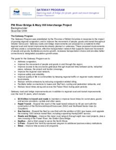 Pitt River Bridge & Mary Hill Interchange Project