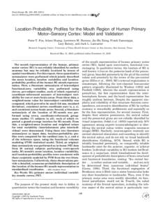 NeuroImage 13, 196 –doi:nimg, available online at http://www.idealibrary.com on Location-Probability Profiles for the Mouth Region of Human Primary Motor–Sensory Cortex: Model and Validat