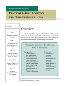 Industry Cluster Briefings Series  TRANSPORTATION, LOGISTICS AND DISTRIBUTION CLUSTER INSIDE