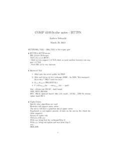 COMP 4109:Scribe notes - HTTPS Andrew Soknacki March 28, 2013 HTTPS(SSL/TLS) - (SSL/TLS) is the crypto part • HTTPS is HTTP-secure SSL 2.0,3.0 (Netscape)