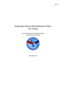 FNC 392  Geographic Names Standardization Policy for Finland United States Board on Geographic Names Foreign Names Committee