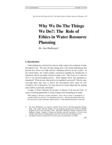 PP 129_160 HARDBERGER:24:02 PM Why We Do The Things We Do?: The Role of Ethics in Water Resource Planning 129