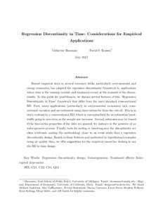 Regression Discontinuity in Time: Considerations for Empirical Applications Catherine Hausman David S. Rapson∗