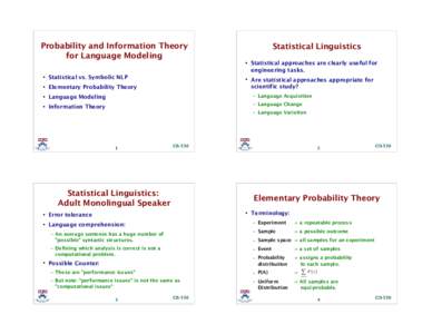 Probability and Information Theory for Language Modeling 