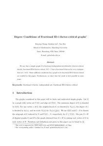 Degree Conditions of Fractional ID-k-factor-critical graphs∗ Renying Chang, Guizhen Liu† , Yan Zhu School of Mathematics, Shandong University