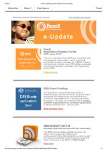 [removed]FamS e-update June 2014: FamS Forum is this week! Subscribe
