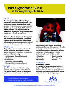 Barth Syndrome Clinic at Kennedy Krieger Institute  Who We Are