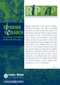 i a  RPR P RIVER AND RIPARIAN LANDS MANAGEMENT NEWSLETTER