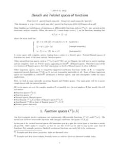 (March 15, [removed]Banach and Fr´echet spaces of functions Paul Garrett [removed]  http://www.math.umn.edu/egarrett/