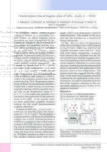 Uniaxial pressure induced magnetic phase of CuFe1−x Gax O2 ( x = T. Nakajima1 , S. Mitsuda1 , K. Takahashi1 , K. Yoshitomi1 , R. Kiyanagi2 , Y. Noda2 , N. Aso3 , Y. Uwatoko4 1 Tokyo Univ. of Sci., 2 IMRAM of Toh
