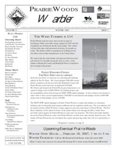 PRAIRIE WOODS  Warbler A publication of Prairie Woods Environmental Learning Center in cooperation with Prairie Country Resource Conservation & Development (RC&D) Council