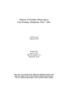 History of Weather Observing at Fort Washita, Oklahoma[removed]Current as of February 2005