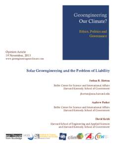 Geoengineering Our Climate? Ethics, Politics and Governance  Opinion Article